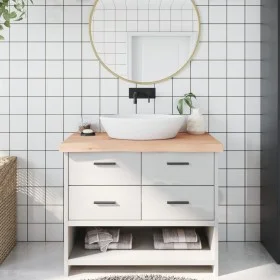 Massivholz-Badezimmerarbeitsplatte unbehandelt 100x60x(2-6) cm von vidaXL, Arbeitsplatten - Ref: Foro24-3156040, Preis: 106,3...