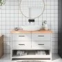 Badezimmerarbeitsplatte aus hellbraun behandeltem Massivholz, 120 x 50 x (2–6) cm von vidaXL, Arbeitsplatten - Ref: Foro24-31...