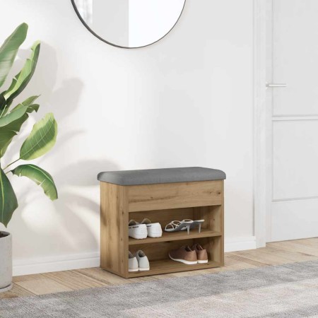 Banco zapatero madera de ingeniería roble artisan 62x32x50 cm