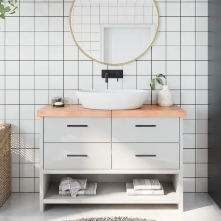 Encimera baño madera maciza tratada marrón claro 120x30x(2-6)cm de vidaXL, Encimeras - Ref: Foro24-3156138, Precio: 71,96 €, ...
