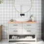Encimera baño madera maciza tratada marrón claro 120x30x(2-6)cm de vidaXL, Encimeras - Ref: Foro24-3156138, Precio: 71,96 €, ...