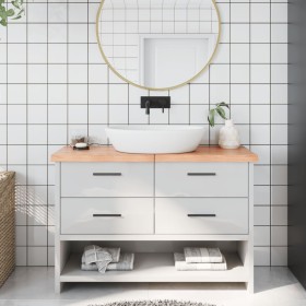 Badezimmerarbeitsplatte aus hellbraun behandeltem Massivholz, 120 x 30 x (2–4) cm von vidaXL, Arbeitsplatten - Ref: Foro24-31...