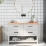 Encimera baño madera maciza tratada marrón claro 120x30x(2-4)cm de vidaXL, Encimeras - Ref: Foro24-3156137, Precio: 67,42 €, ...