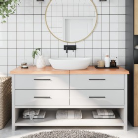 Encimera baño madera maciza tratada marrón claro 160x50x(2-4)cm by vidaXL, Countertops - Ref: Foro24-3156157, Price: 109,87 €...