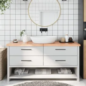 Massive Eichenholz-Badezimmer-Arbeitsplatte, hellbraun behandelt, 160x50x(2-4)cm. von vidaXL, Arbeitsplatten - Ref: Foro24-31...