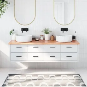 Encimera baño madera maciza tratada marrón claro 180x40x(2-4)cm de vidaXL, Encimeras - Ref: Foro24-3156163, Precio: 100,85 €,...