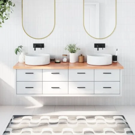 Hellbraun behandelte Badezimmerarbeitsplatte aus Massivholz, 180 x 40 x (2-4) cm von vidaXL, Arbeitsplatten - Ref: Foro24-315...