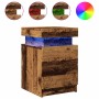Mesita de noche con LED madera ingeniería envejecida 35x39x55cm