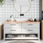 Encimera baño madera maciza tratada marrón claro 160x60x(2-4)cm de vidaXL, Encimeras - Ref: Foro24-3156159, Precio: 126,14 €,...
