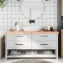 Encimera baño madera maciza tratada marrón claro 160x60x(2-6)cm de vidaXL, Encimeras - Ref: Foro24-3156160, Precio: 148,43 €,...