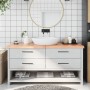 Light brown treated solid wood bathroom countertop 160x60x(2-6)cm by vidaXL, Countertops - Ref: Foro24-3156160, Price: 150,71...