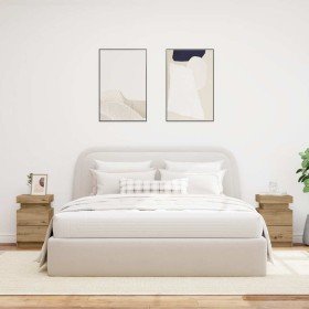 Mesitas noche con LED 2 uds madera roble artisian 35x39x55 cm en Mesitas de noche | Comprar online en Foro24