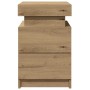 Mesitas noche con LED 2 uds madera roble artisian 35x39x55 cm