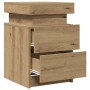 Mesitas noche con LED 2 uds madera roble artisian 35x39x55 cm