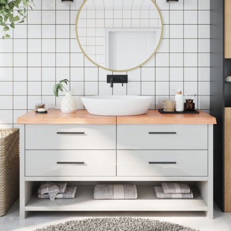Light brown treated solid wood bathroom countertop 160x40x(2-6)cm by vidaXL, Countertops - Ref: Foro24-3156156, Price: 112,55...