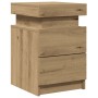 Mesitas noche con LED 2 uds madera roble artisian 35x39x55 cm