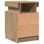 Mesitas noche con LED 2 uds madera roble artisian 35x39x55 cm