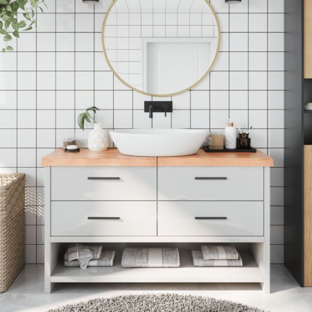 Light brown treated solid wood bathroom countertop 140x40x(2-6)cm by vidaXL, Countertops - Ref: Foro24-3156148, Price: 98,83 ...