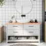 Encimera baño madera maciza tratada marrón claro 140x40x(2-6)cm de vidaXL, Encimeras - Ref: Foro24-3156148, Precio: 97,62 €, ...