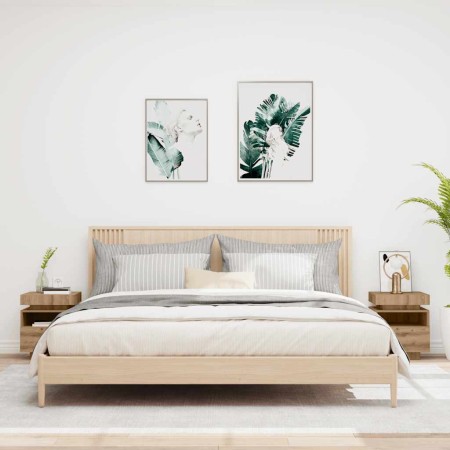 Mesitas de noche con luces LED 2 uds roble artisan 40x39x48,5cm