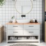 Light brown treated solid wood bathroom countertop 140x50x(2-4)cm by vidaXL, Countertops - Ref: Foro24-3156149, Price: 97,33 ...