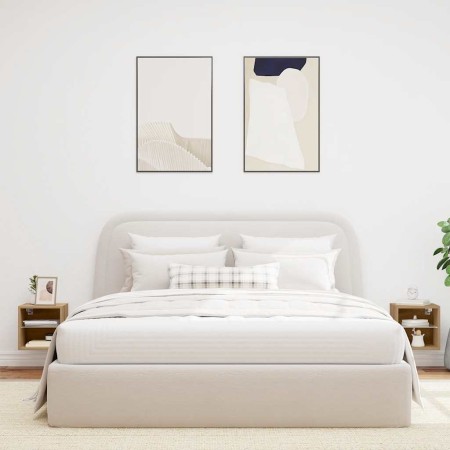 Muebles TV de pared luces LED 2 uds roble artisian 30x28,5x30cm