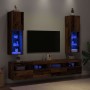 Muebles TV con luces LED 2 uds madera envejecida 30,5x30x102 cm