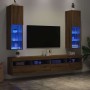 Muebles TV con luces LED 2 uds roble artesanal 30,5x30x102 cm