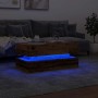 Mesa de centro con luces LED madera envejecida 90x50x40 cm