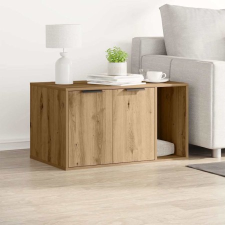 Mueble arenero para gatos madera roble artisian 80x50x45 cm