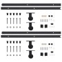 Kit de herrajes de puertas correderas acero negro 2 uds 200 cm de vidaXL, Marcos de puertas - Ref: Foro24-3059843, Precio: 10...