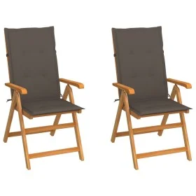 Sillas de jardín 2 uds con cojines taupe madera maciza de teca de vidaXL, Sillas de jardín - Ref: Foro24-3062384, Precio: 278...