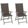 Reclining garden chairs 2 pcs solid acacia wood cushions by vidaXL, Garden chairs - Ref: Foro24-3064706, Price: 161,44 €, Dis...