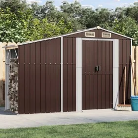 Cobertizo de jardín acero galvanizado marrón 277x93x179 cm de vidaXL, Cobertizos - Ref: Foro24-364520, Precio: 266,39 €, Desc...