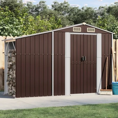Brauner Gartenschuppen aus verzinktem Stahl, 277 x 93 x 179 cm von vidaXL, Schuppen - Ref: Foro24-364520, Preis: 266,39 €, Ra...