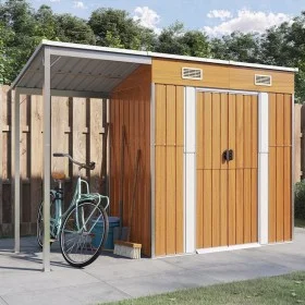 Cobertizo con tejado largo acero marrón claro 277x110,5x181 cm de vidaXL, Cobertizos - Ref: Foro24-364528, Precio: 237,78 €, ...