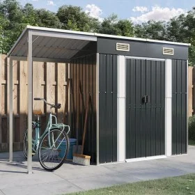 Cobertizo jardín tejado largo acero antracita 277x110,5x181 cm de vidaXL, Cobertizos - Ref: Foro24-364526, Precio: 242,56 €, ...
