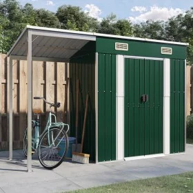 Cobertizo jardín tejado alargado acero verde 277x110,5x181 cm de vidaXL, Cobertizos - Ref: Foro24-364524, Precio: 218,01 €, D...