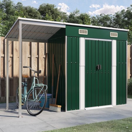 Green steel elongated roof garden shed 277x110.5x181 cm by vidaXL, Sheds - Ref: Foro24-364524, Price: 236,13 €, Discount: %