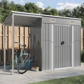Cobertizo jardín tejado alargado acero gris 277x110,5x181 cm de vidaXL, Cobertizos - Ref: Foro24-364525, Precio: 248,66 €, De...