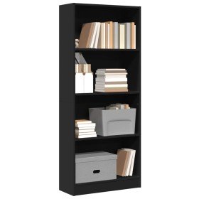 Estantería de madera de ingeniería negra 60x24x143 cm en Librerías y estanterías | Comprar online en Foro24