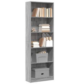 Estantería de madera de ingeniería gris Sonoma 60x24x176 cm en Librerías y estanterías | Comprar online en Foro24