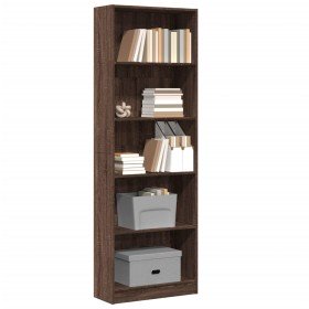 Estantería de madera de ingeniería marrón roble 60x24x176 cm