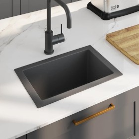 Fregadero de cocina hecho a mano acero inoxidable negro