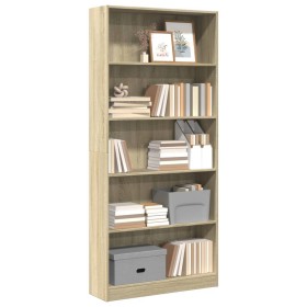 Librería roble Sonoma 80x24x176 cm madera de ingeniería