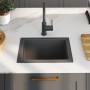 Fregadero de cocina hecho a mano acero inoxidable negro