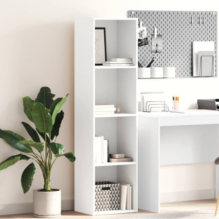 Estantería de madera de ingeniería blanca 40x30x152 cm