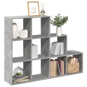 Librería divisora 3 niveles madera gris 137,5x29x103,5 cm