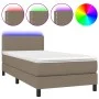Boxspringbett mit Matratze und LED-Leuchten taupegrauer Stoff 90x200 cm von vidaXL, Betten und Lattenroste - Ref: Foro24-3133...
