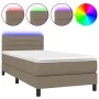 Box spring bed with mattress and LED lights taupe gray fabric 90x200 cm by vidaXL, Beds and slatted bases - Ref: Foro24-31332...